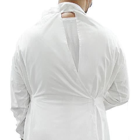 Халат хірургічний, комірець стійка, з запахом на зав’язках, нестерильний, багаторазового використання. Д.від 115 см до 150 см.Розмір універсальний, ТМ «АХІЛЛ»